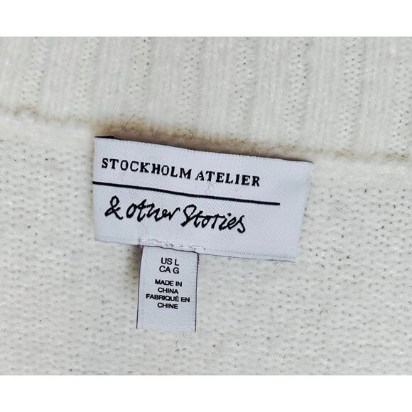 Stockholm Atelier & Other Stories Black & White Striped Knit Sweater LARGE - Picture 6 of 6